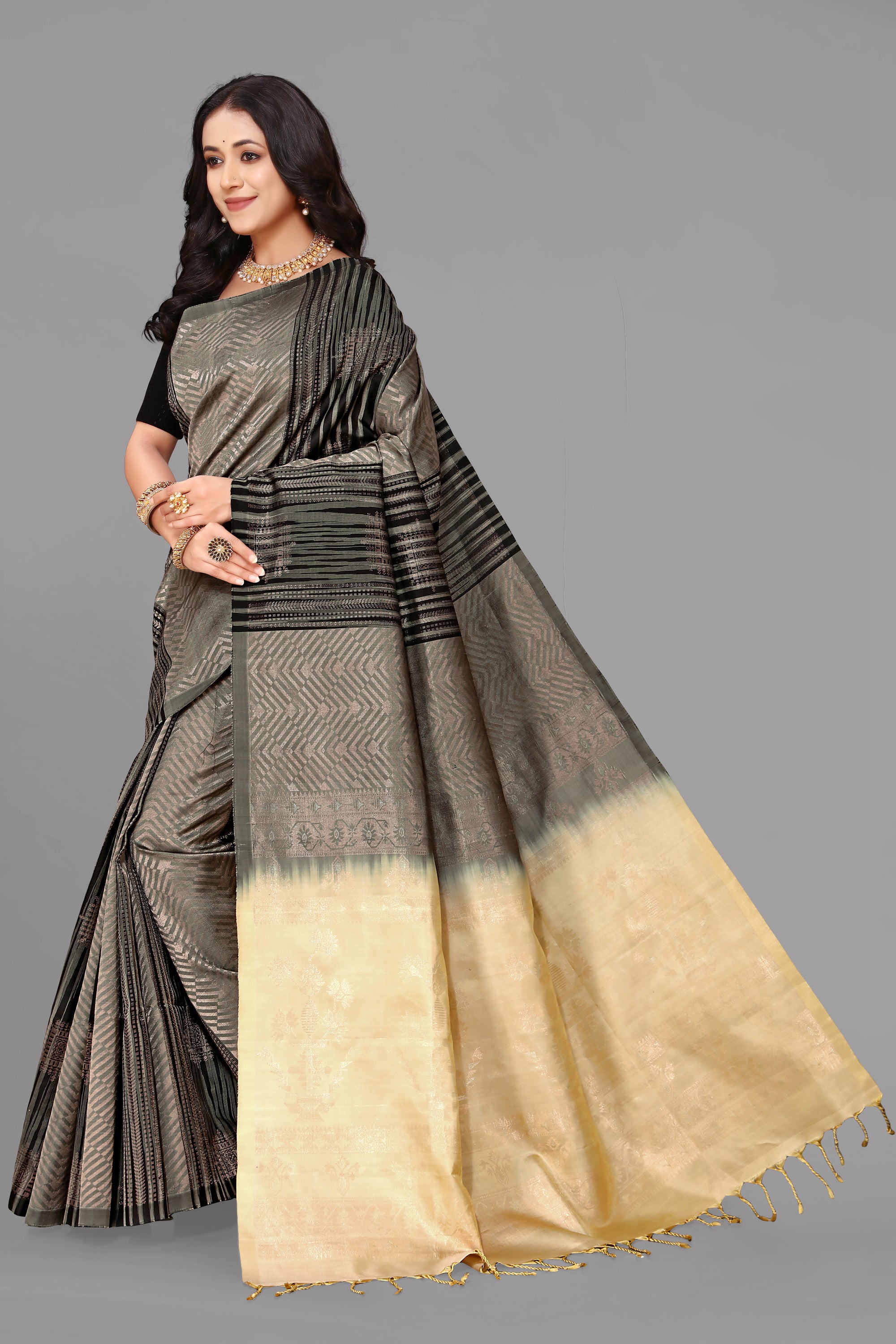 Black soft silk saree
