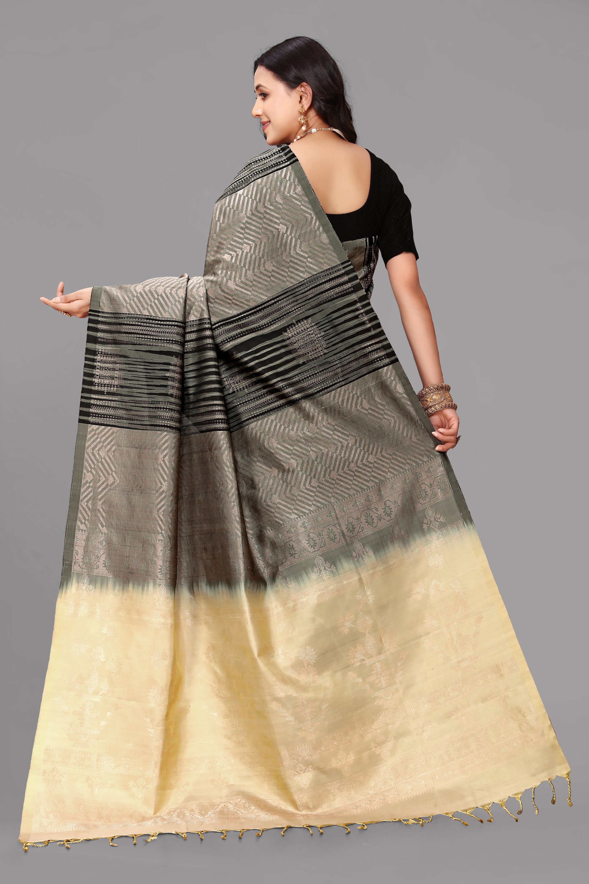 Black soft silk saree