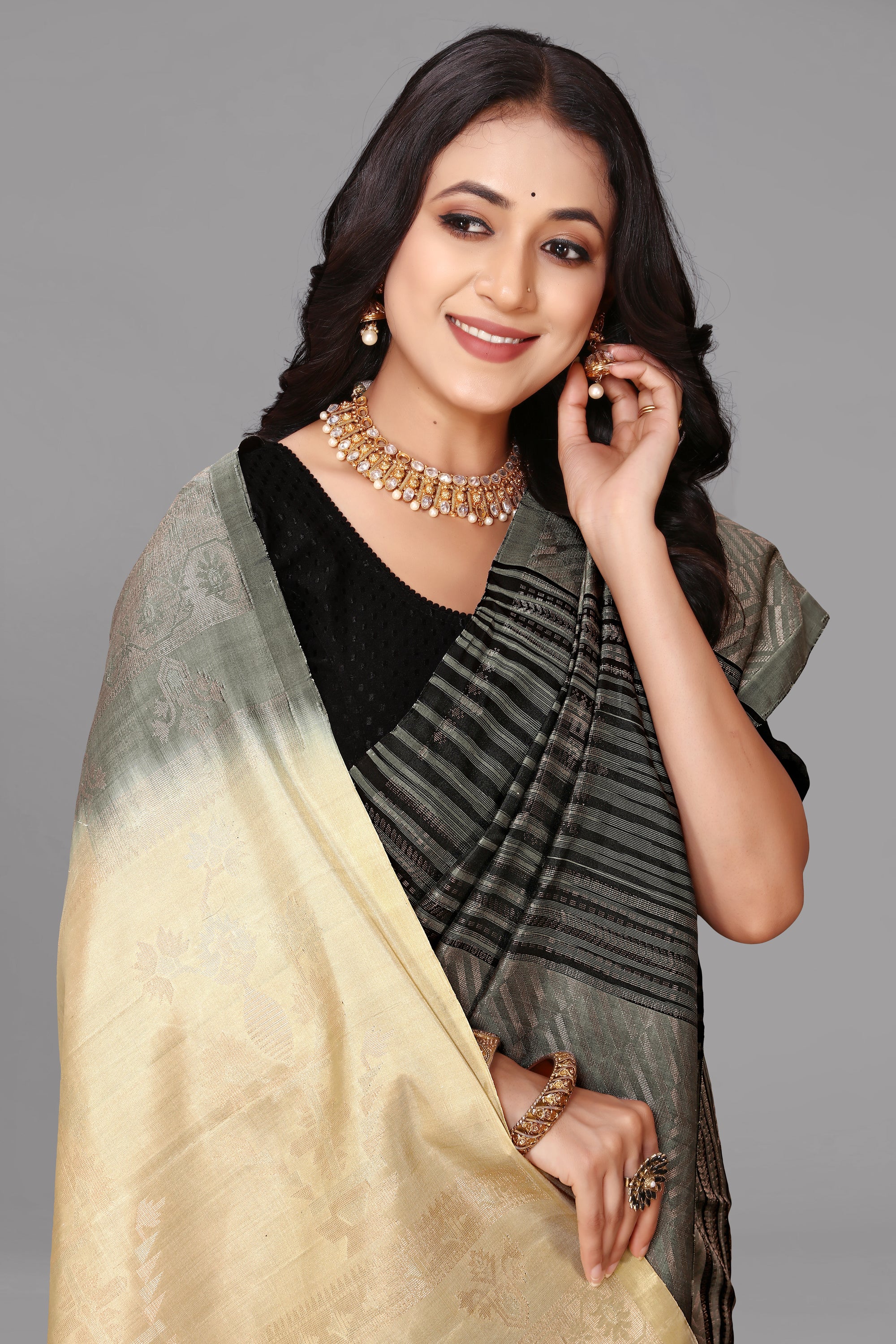 Black soft silk saree