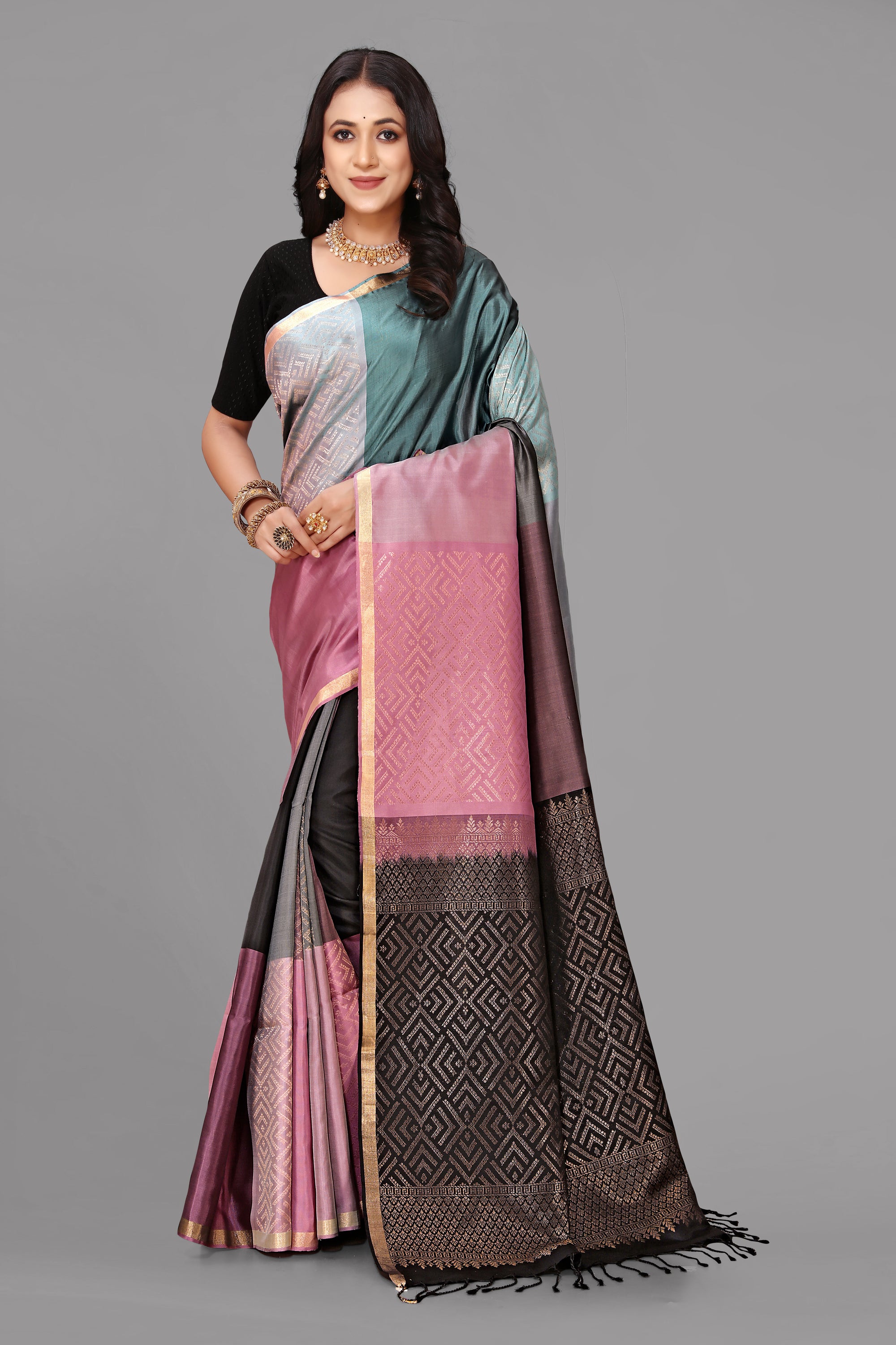 Earthy multicolor soft silk saree