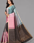 Earthy multicolor soft silk saree