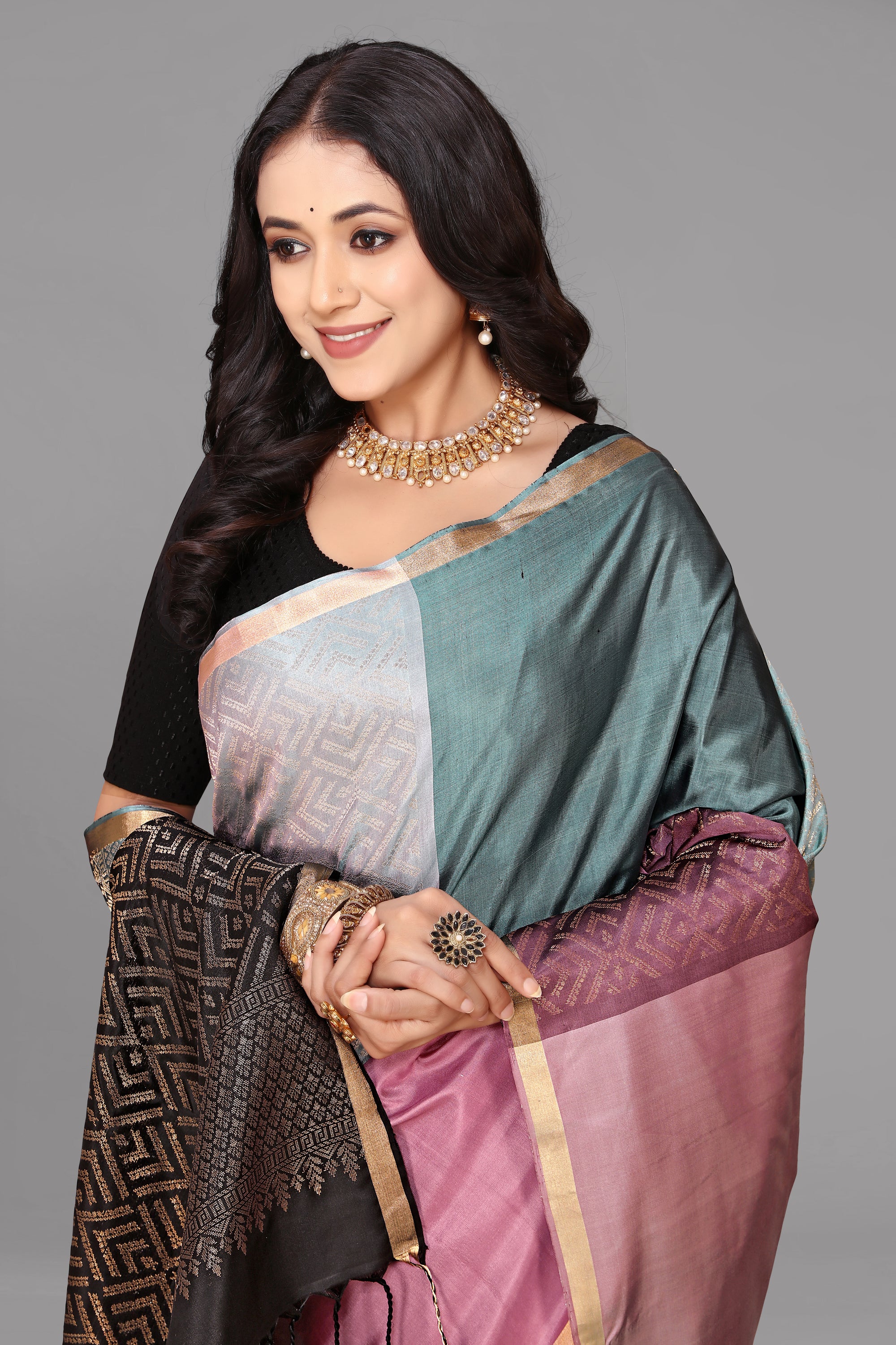 Earthy multicolor soft silk saree