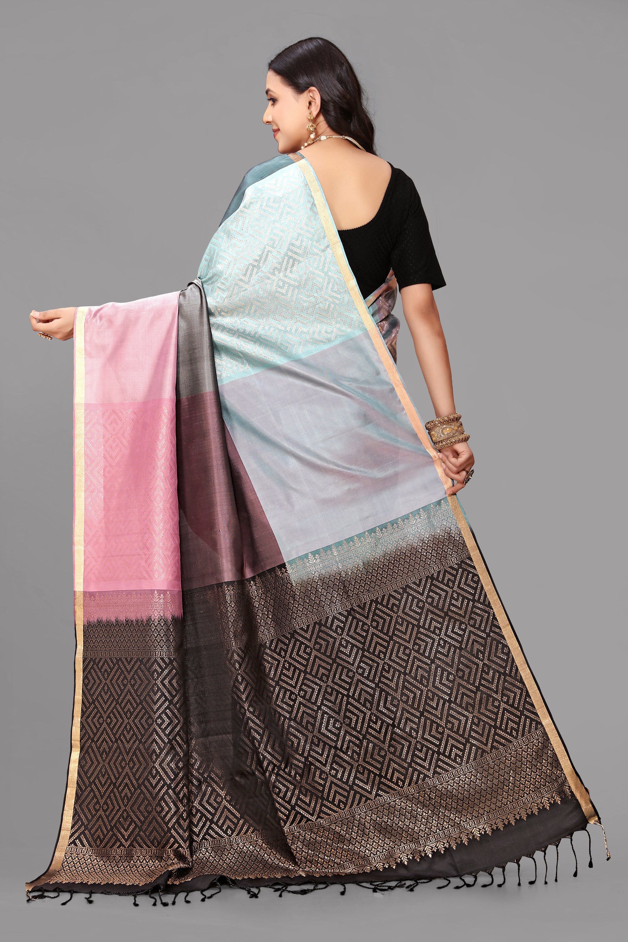 Earthy multicolor soft silk saree