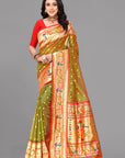 Mahendi organza paithani saree