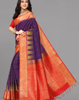 Purplish blue soft silk saree