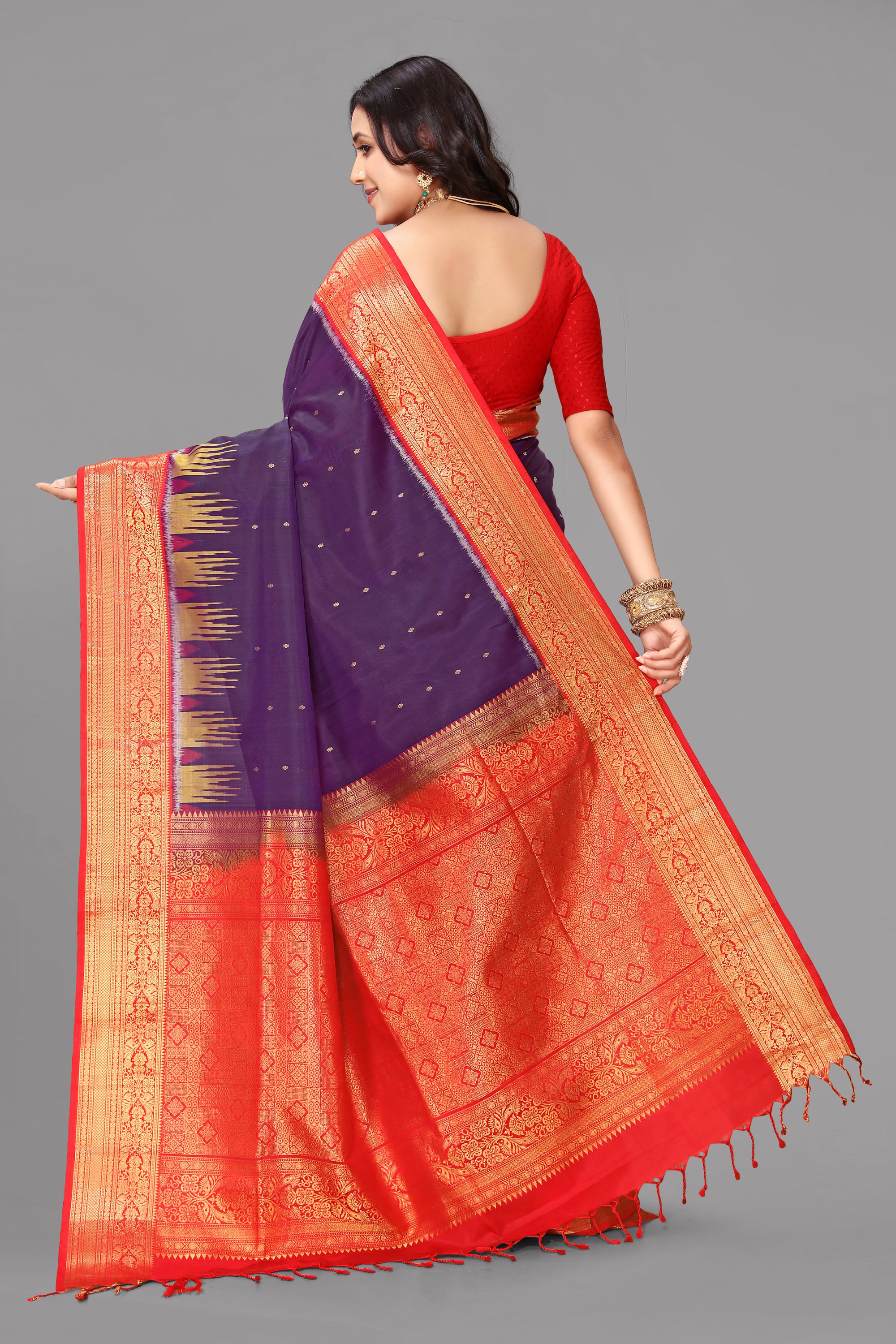 Purplish blue soft silk saree