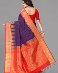 Purplish blue soft silk saree