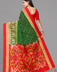 Green ikat soft silk saree