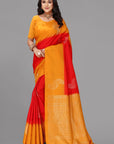 Reddish rust kanjivaram soft silk saree