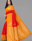 Reddish rust kanjivaram soft silk saree