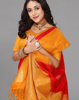 Reddish rust kanjivaram soft silk saree
