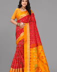Red ikat soft silk saree
