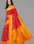 Red ikat soft silk saree