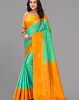 Sea green soft silk saree
