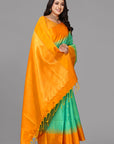 Sea green soft silk saree