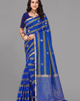 Royal blue borderless soft silk saree