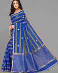 Royal blue borderless soft silk saree