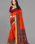 Rust by brown soft silk saree