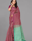 Gajari border less zari brocket soft silk saree