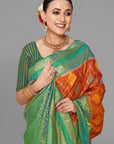 Rust ikat soft silk saree