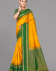 Mango yellow soft silk saree