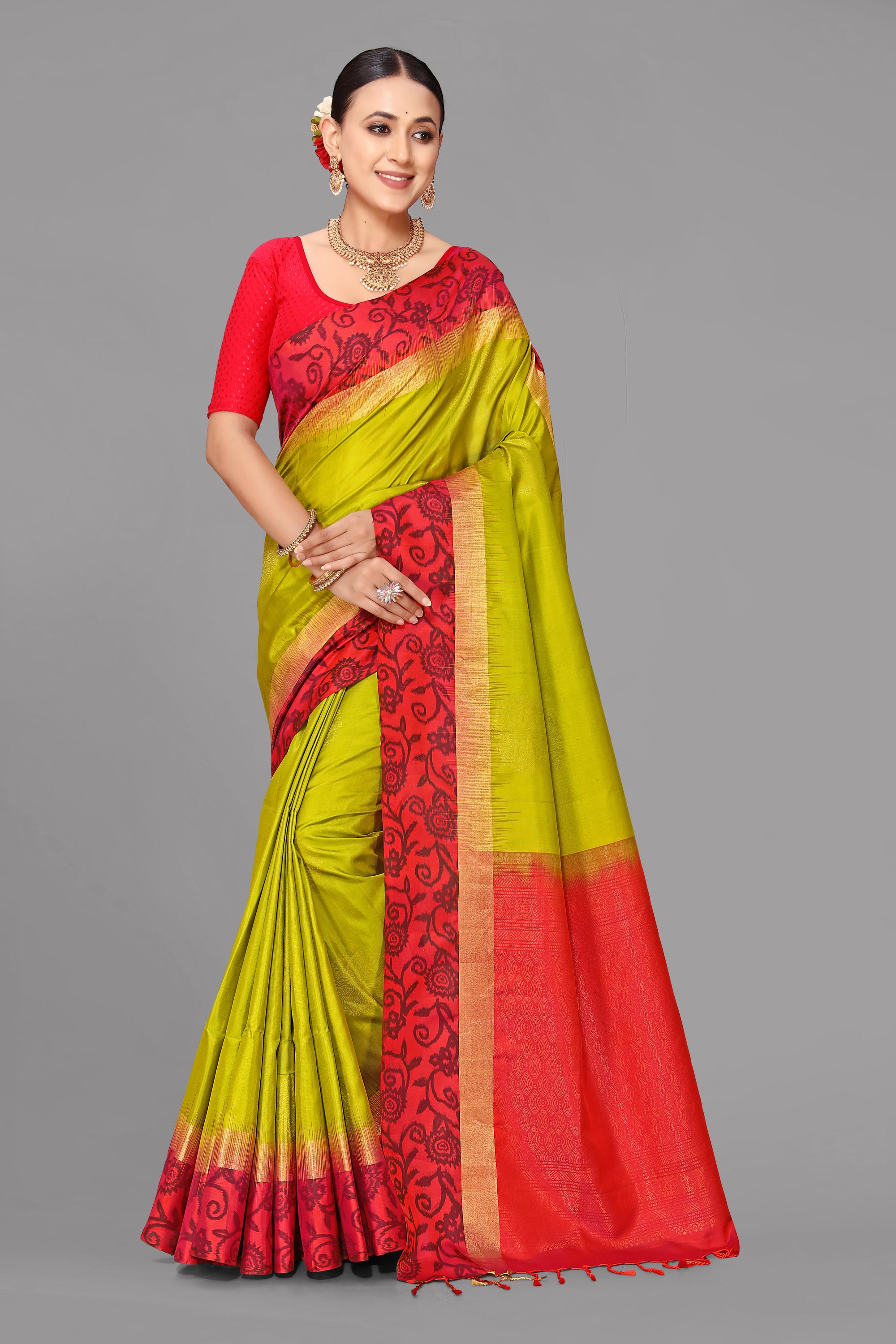 Parrot soft silk saree