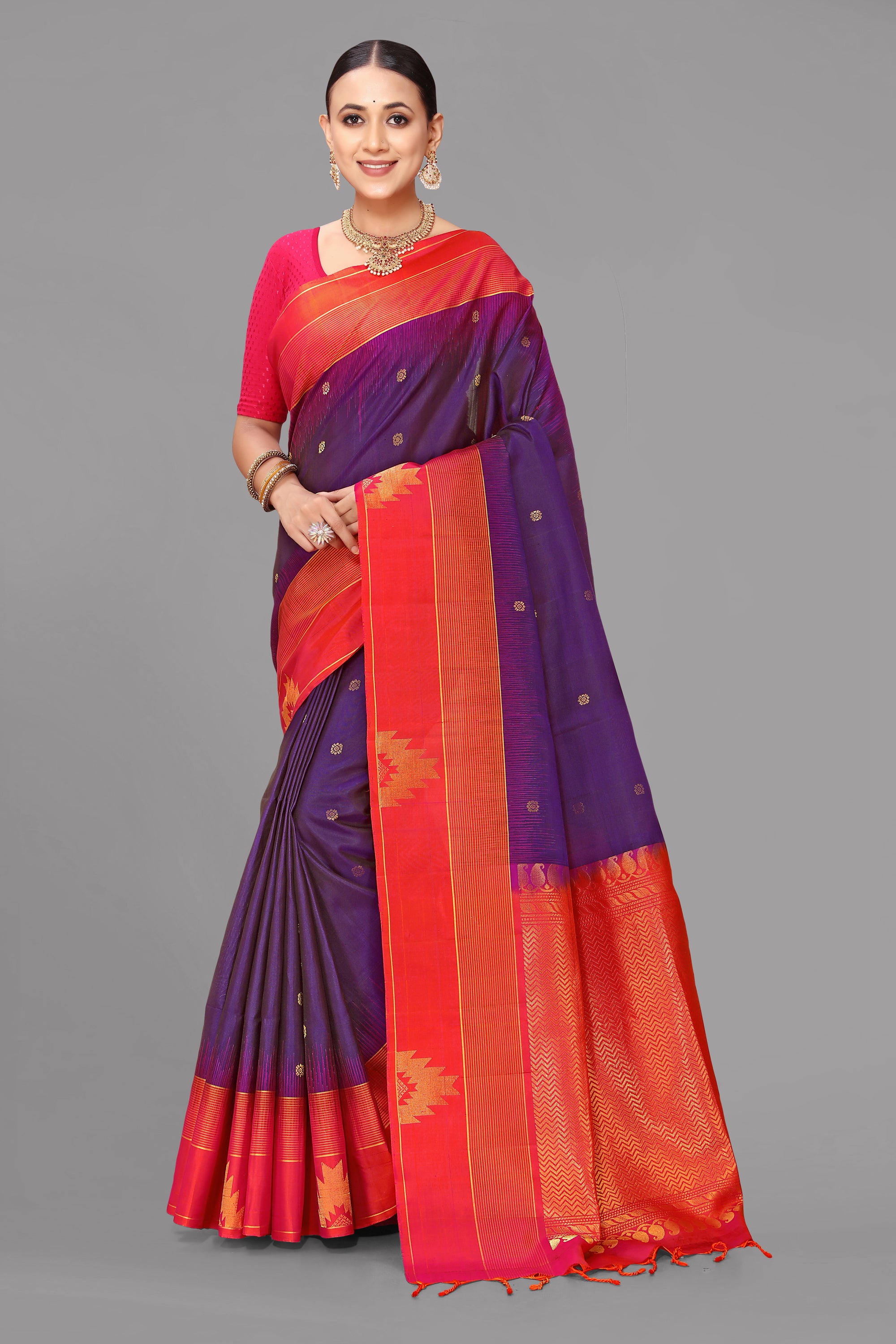 Wine purple soft silk saree
