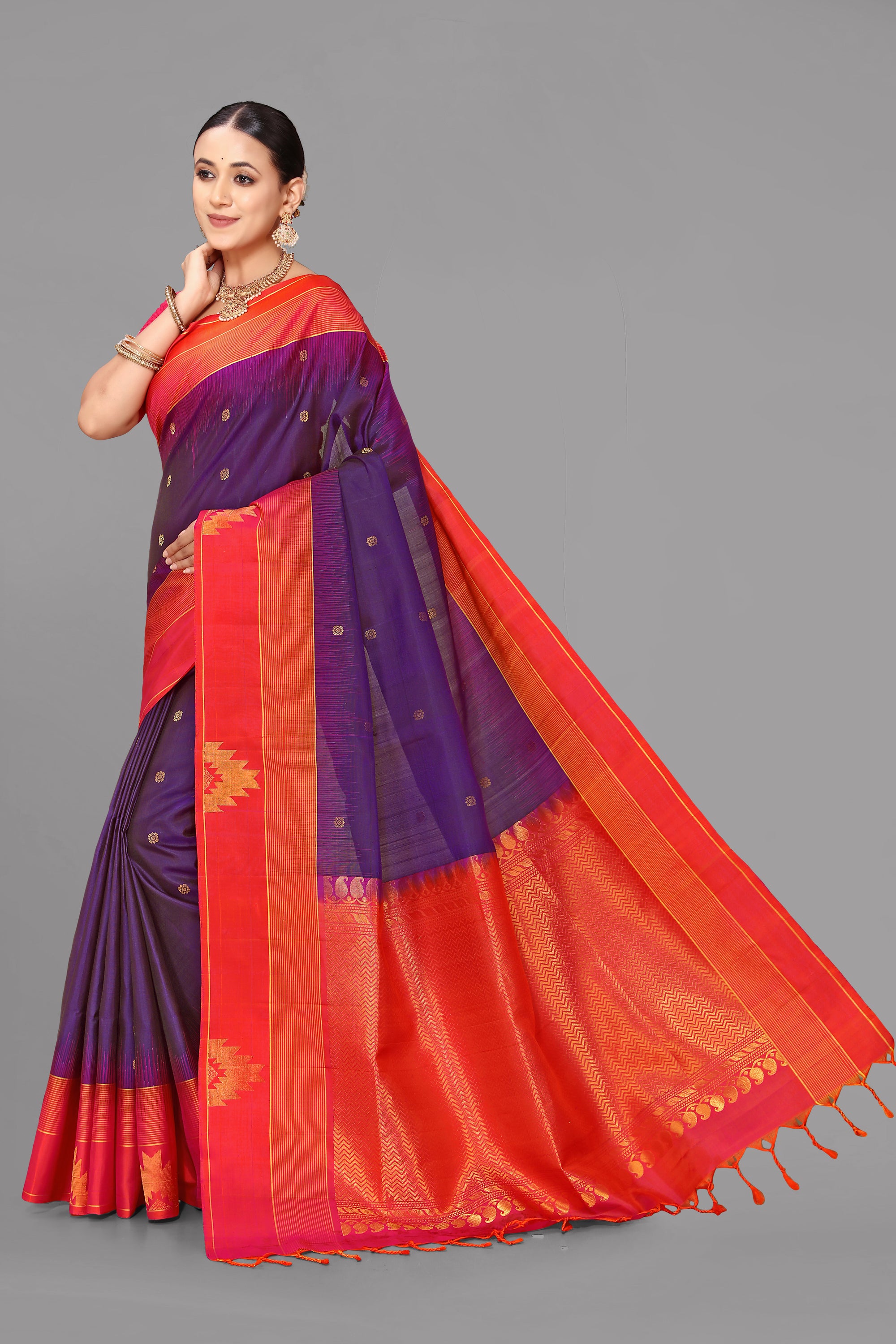 Wine purple soft silk saree