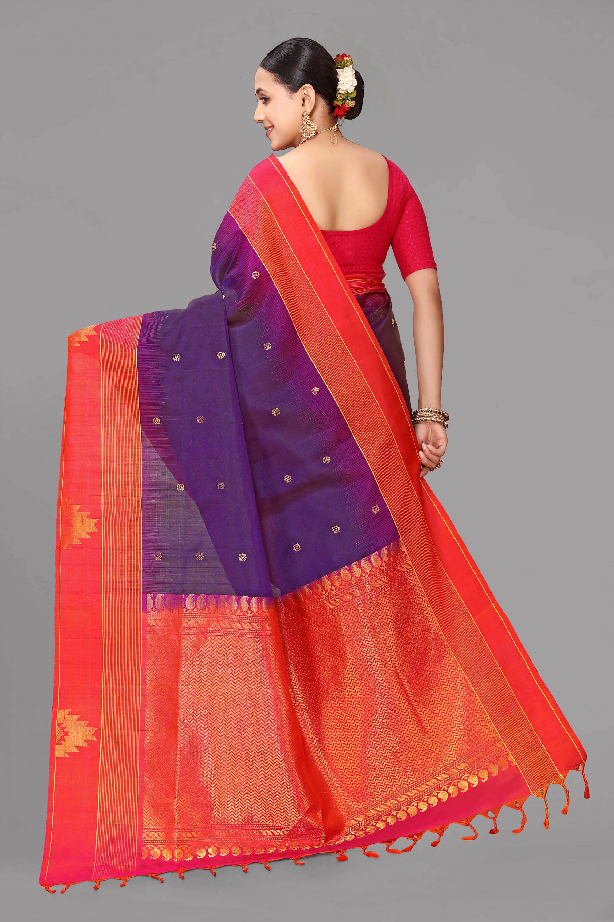 Wine purple soft silk saree