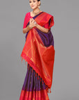 Wine purple soft silk saree