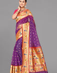 Magenta organza paithani saree