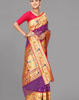 Magenta organza paithani saree