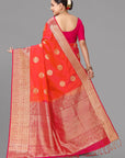 Orangish rani soft silk saree