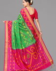 Green ikat soft silk saree