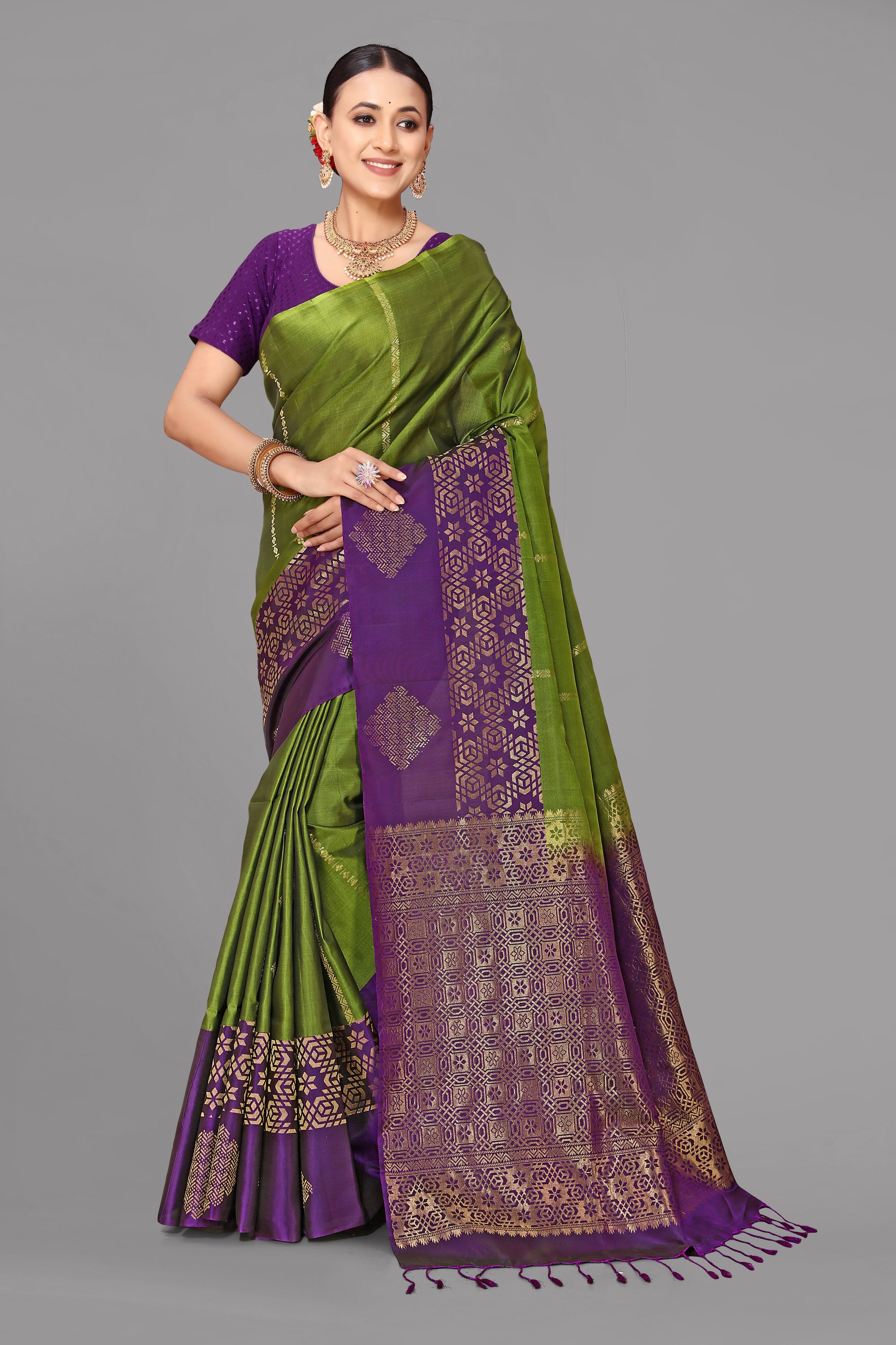 Mahendi by purpal kanjivaram soft silk saree
