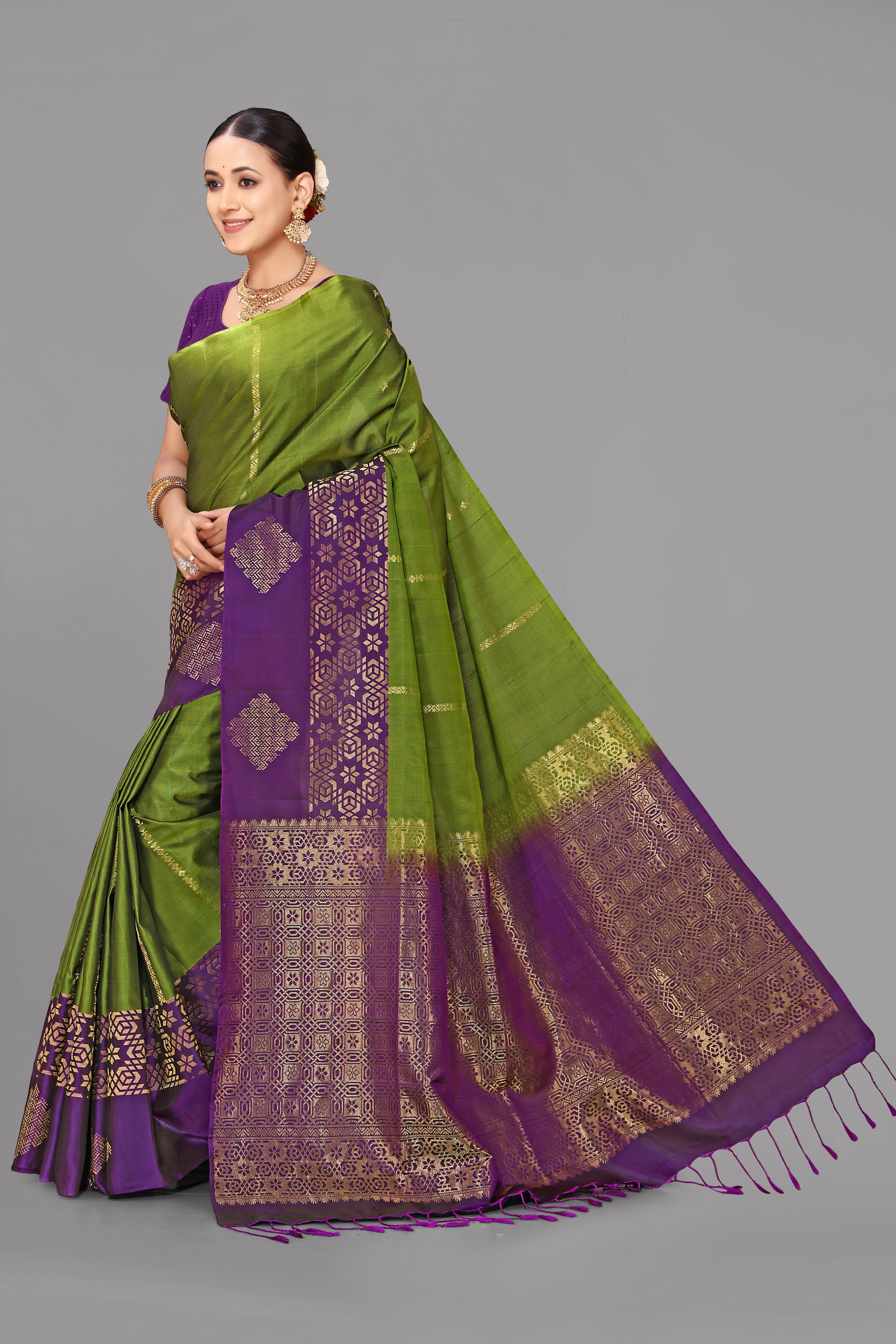 Mahendi by purpal kanjivaram soft silk saree