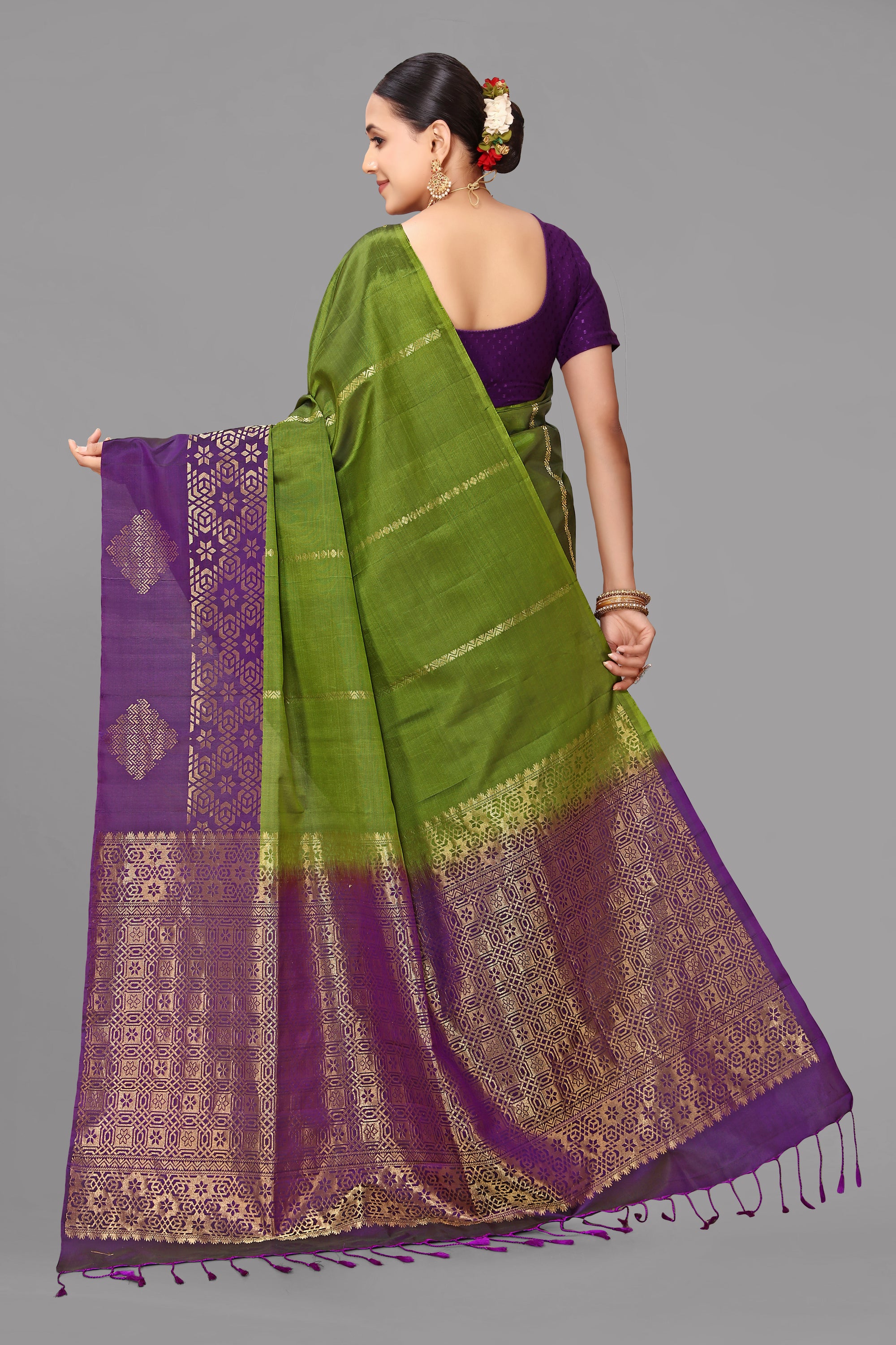 Mahendi by purpal kanjivaram soft silk saree