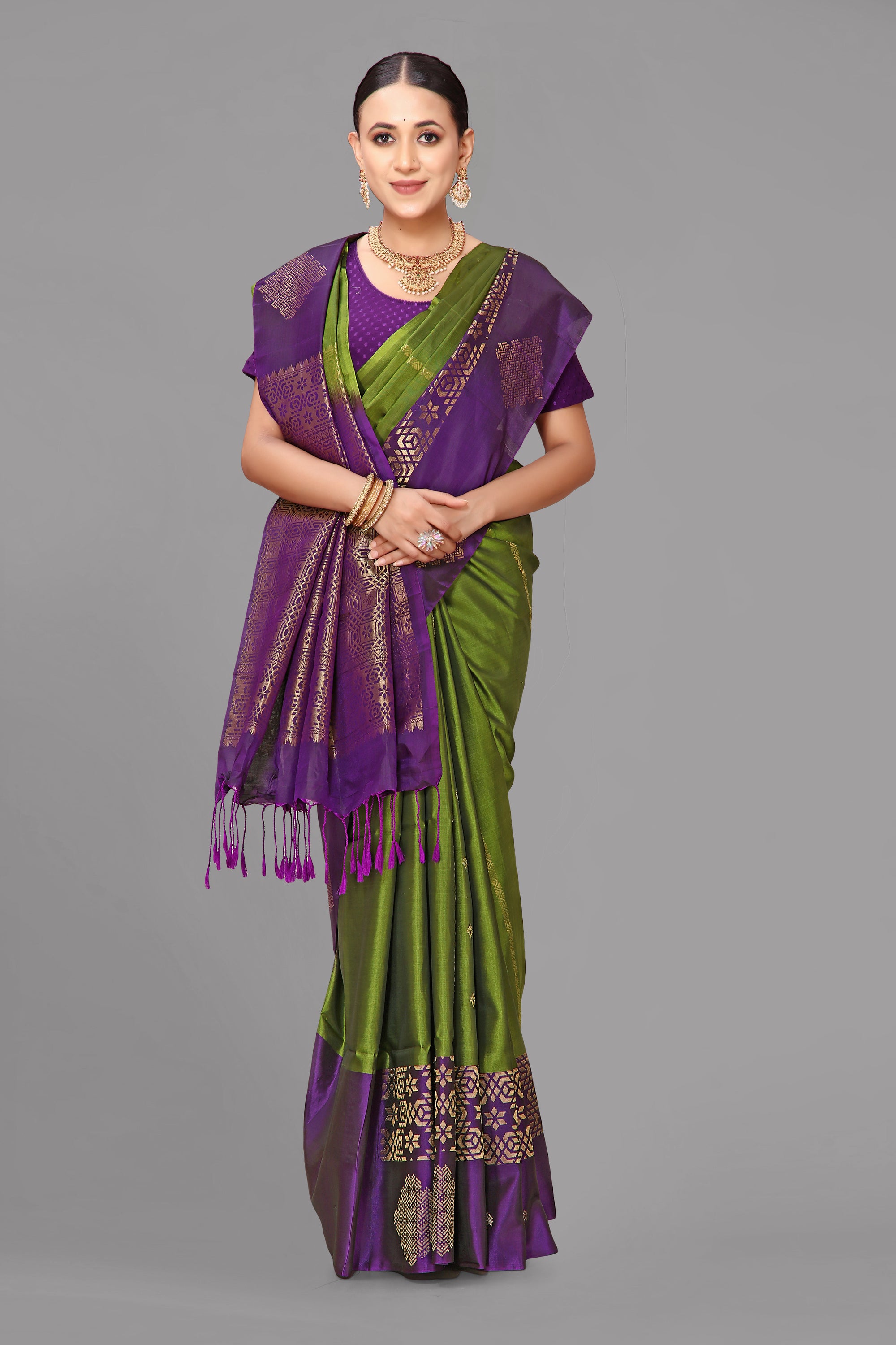 Mahendi by purpal kanjivaram soft silk saree