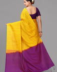 Yellow soft silk saree