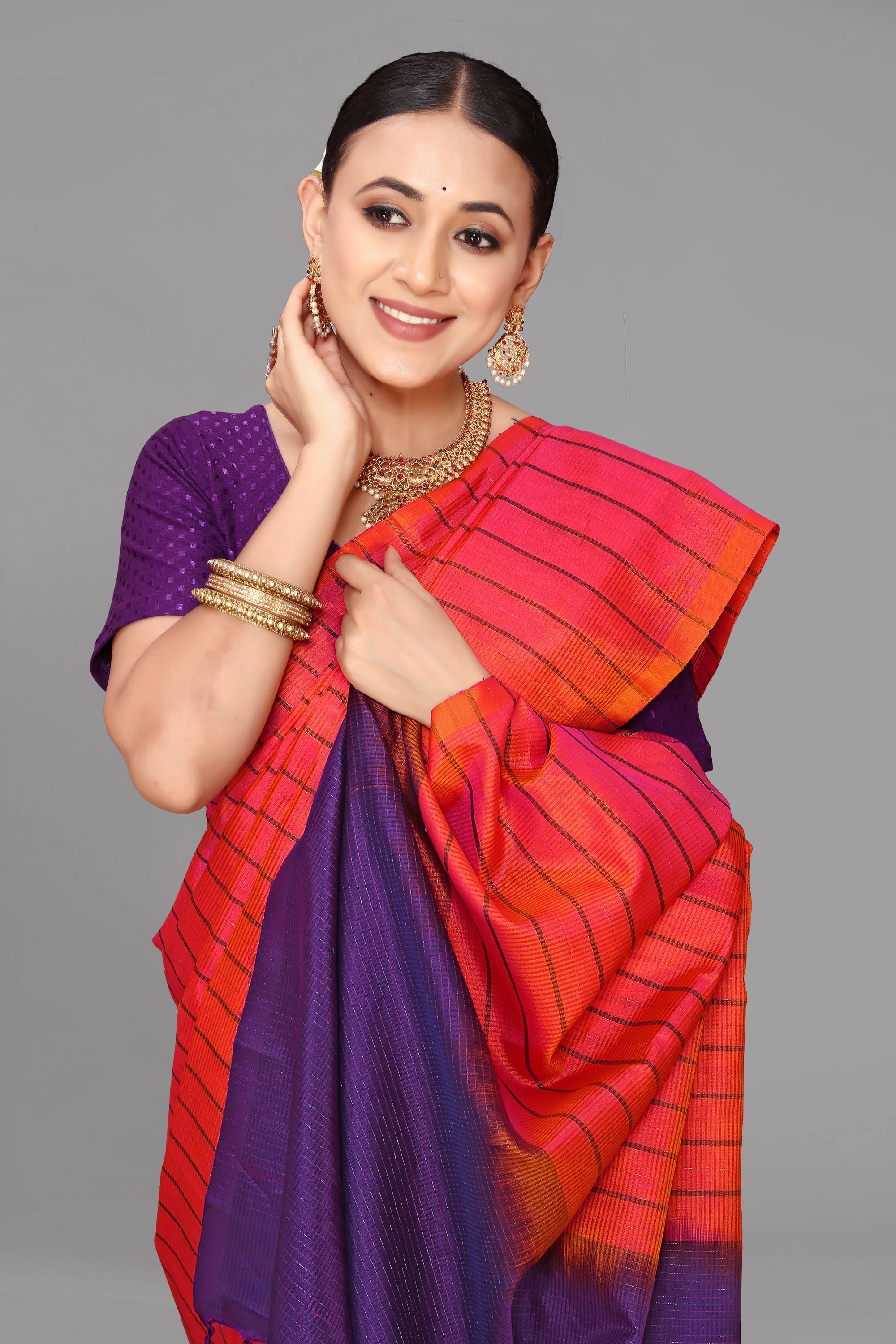 Orange soft silk saree