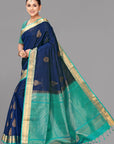 Navy blue soft silk kanjivaram saree