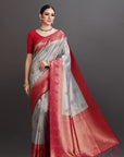 Grey Soft Tissue Saree
