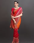 Multicolour Crepe Embroidered Saree