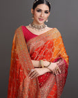 Multicolour Crepe Embroidered Saree
