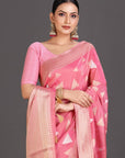 Pink Crepe Saree