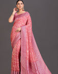 Pink Crepe Saree