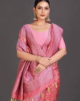 Pink Crepe Saree