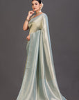 Pastel Blue Tissue Crepe Saree