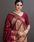 Maroon Soft Tissue Saree