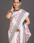White Linen Saree
